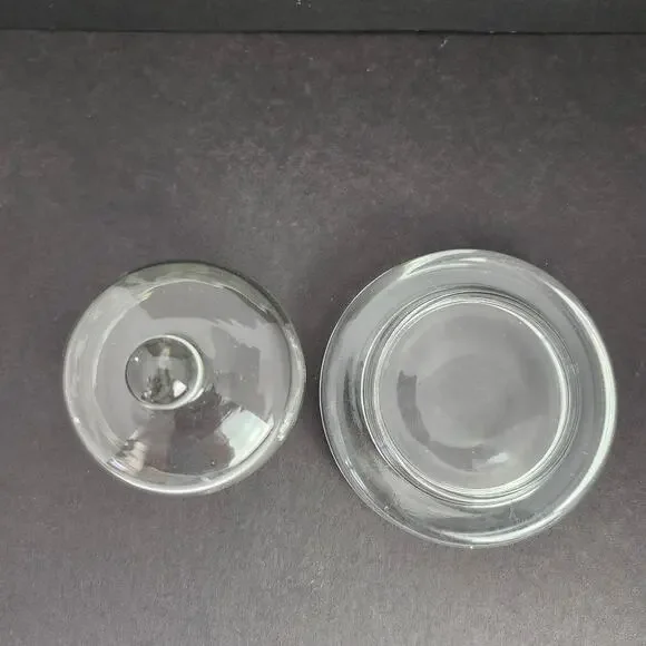 Vintage Miniature Glass Domed Butter Dish Etched Butterflies Vines Votive Candle - Picture 3 of 12